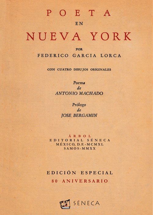 Portada del libro Poeta en Nueva York de Federico García Lorca